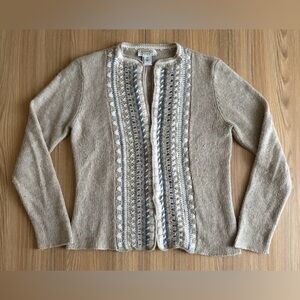 Talbots Petites Lambswool Angora Cashmere Cardigan Sweater Wmns M Crochet Granny